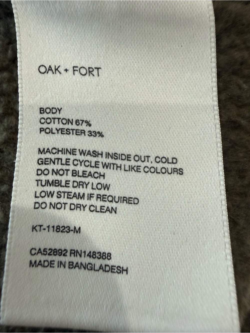 OAK + FORT Men’s Olive Hoodie with Panel Stitching Sz Large Unique,Streetwear - Picture 11 of 12